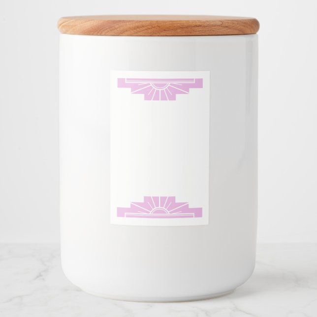 Art deco sun element in light pink food label (Front)