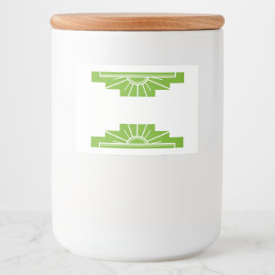 Art deco sun element in lime green food label