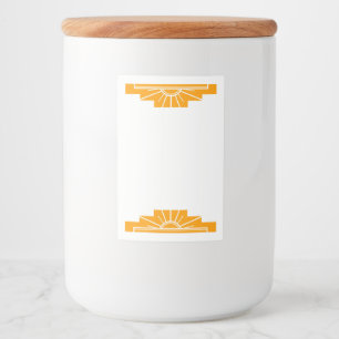 Art deco sun element in orange food label