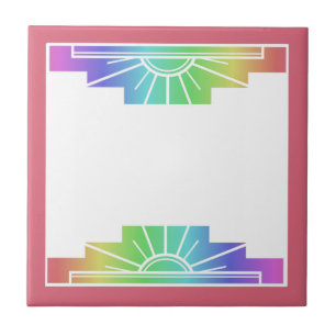 Art deco sun element in pastels tile