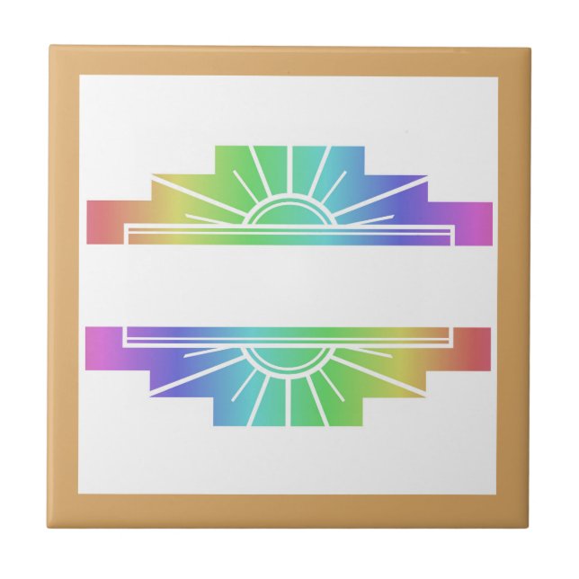 Art deco sun element in pastels tile (Front)