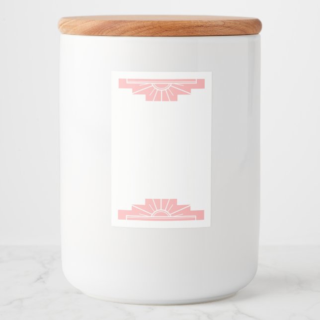 Art deco sun element in peach food label (Front)
