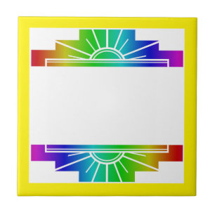 Art deco sun element in rainbow tile