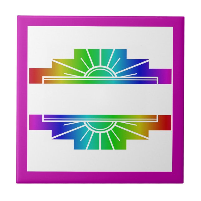 Art deco sun element in rainbow tile (Front)