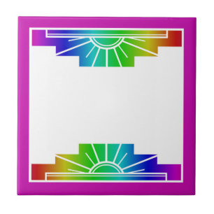 Art deco sun element in rainbow tile