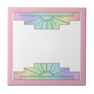 Art deco sun element in soft pastels tile