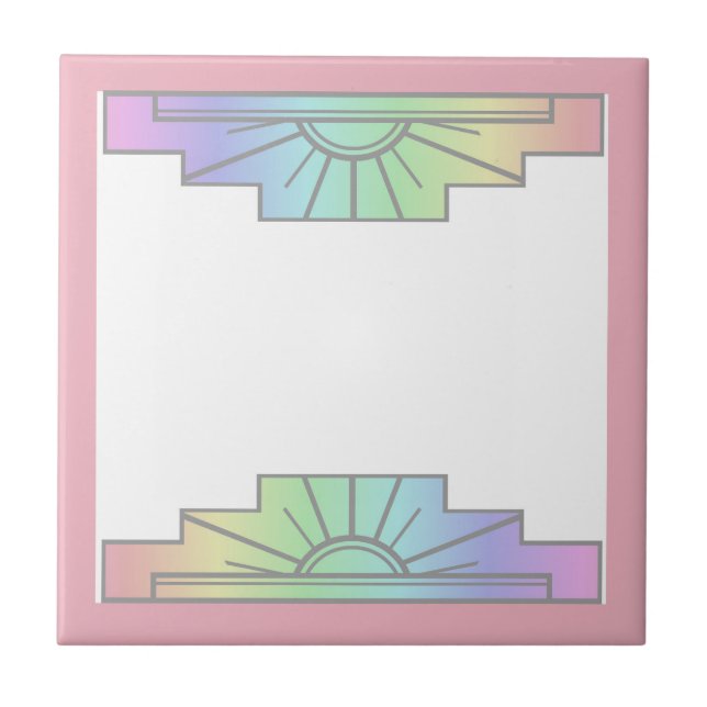 Art deco sun element in soft pastels tile (Front)