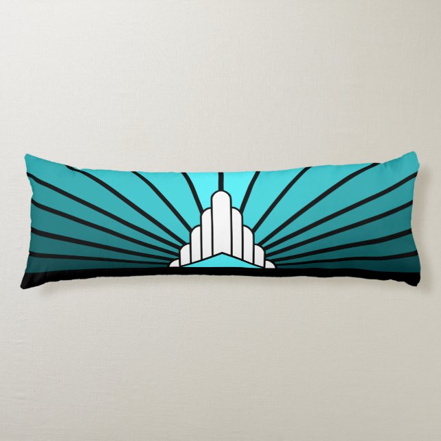 Art deco sun in aqua body cushion (Front)