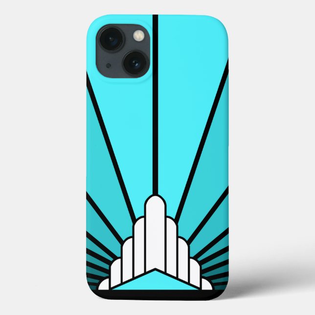 Art deco sun in aqua Case-Mate iPhone case (Back)