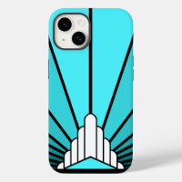 Art deco sun in aqua