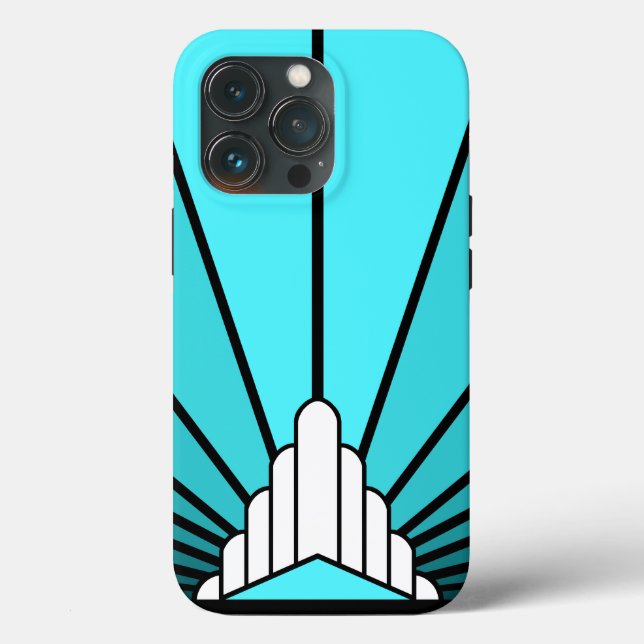 Art deco sun in aqua Case-Mate iPhone case (Back)