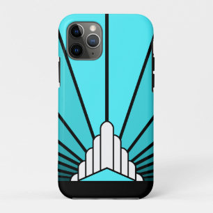 Art deco sun in aqua Case-Mate iPhone case