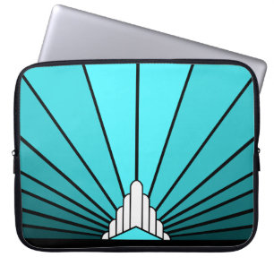 Art deco sun in aqua Electronics Bag
