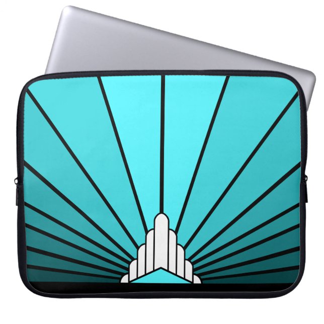 Art deco sun in aqua Electronics Bag (Front)