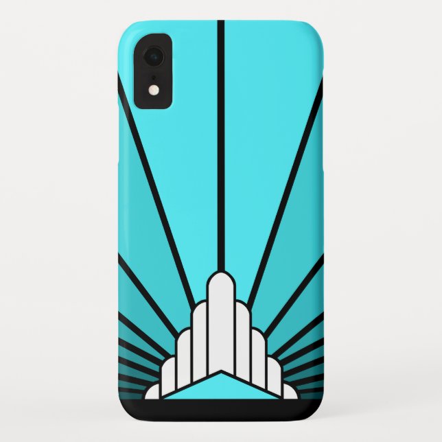 Art deco sun in aqua iPhone / iPad case (Back)
