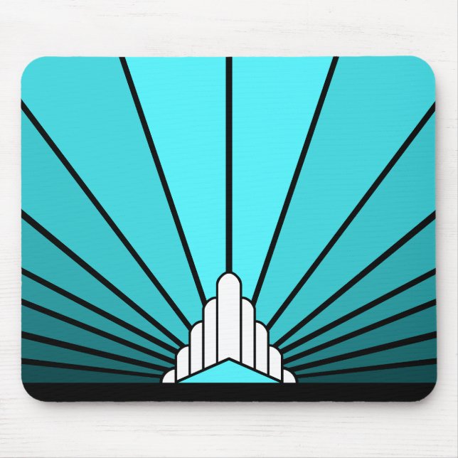 Art deco sun in aqua mouse pad (Front)
