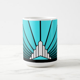 Art deco sun in aqua Mug
