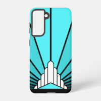 Art deco sun in aqua