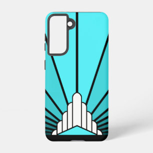 Art deco sun in aqua samsung galaxy case