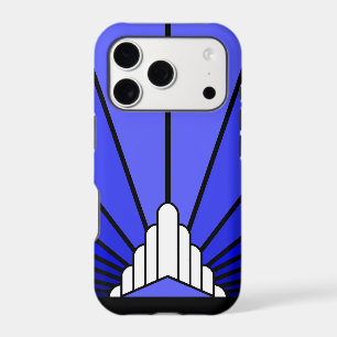Art deco sun in blue
