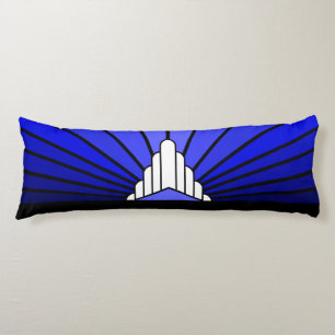 Art deco sun in blue body cushion