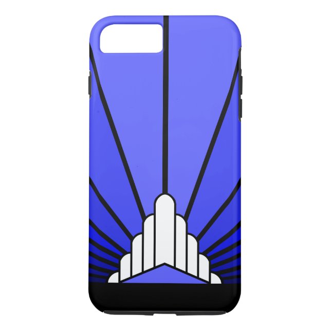 Art deco sun in blue Case-Mate iPhone case (Back)