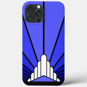 Art deco sun in blue iPhone 13 pro max case