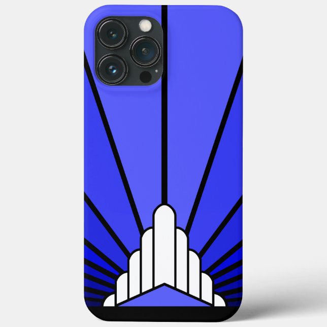 Art deco sun in blue Case-Mate iPhone case (Back)