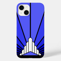 Art deco sun in blue