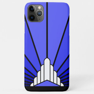 Art deco sun in blue Case-Mate iPhone case