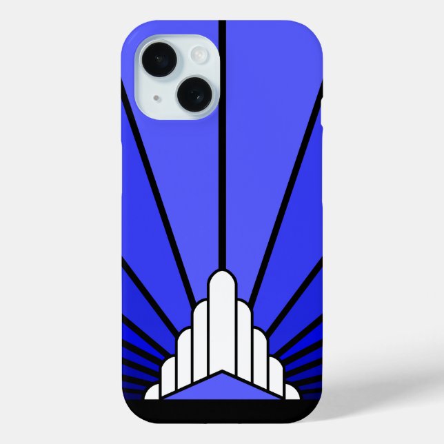 Art deco sun in blue Case-Mate iPhone case (Back)