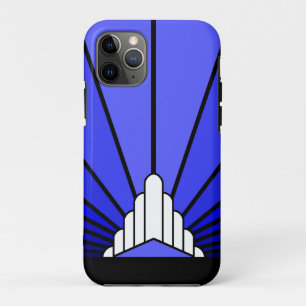 Art deco sun in blue Case-Mate iPhone case