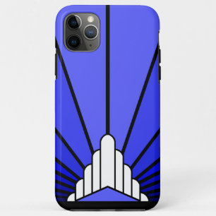 Art deco sun in blue Case-Mate iPhone case
