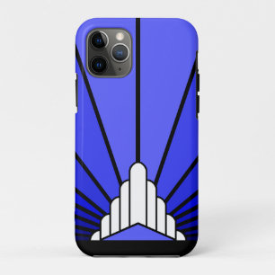 Art deco sun in blue Case-Mate iPhone case