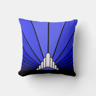 Art deco sun in blue cushion