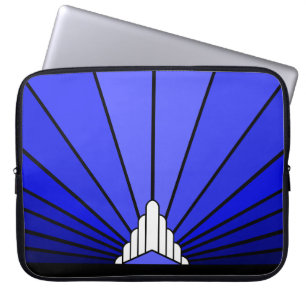 Art deco sun in blue Electronics Bag