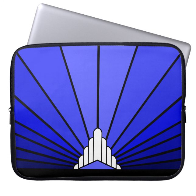 Art deco sun in blue Electronics Bag (Front)