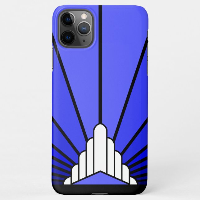 Art deco sun in blue iPhone case (Back)