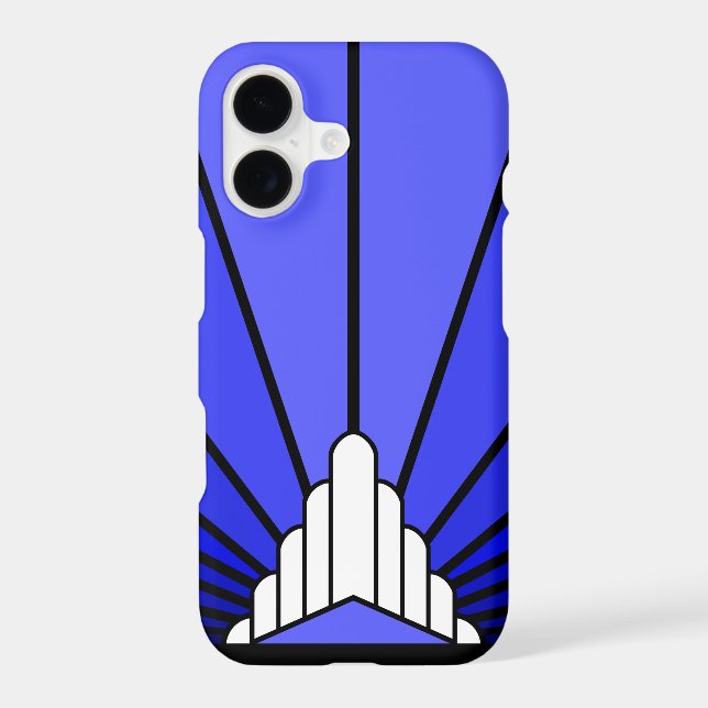 Art deco sun in blue iPhone case (Back)