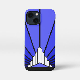 Art deco sun in blue iPhone 13 mini case
