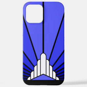 Art deco sun in blue iPhone 12 pro max case