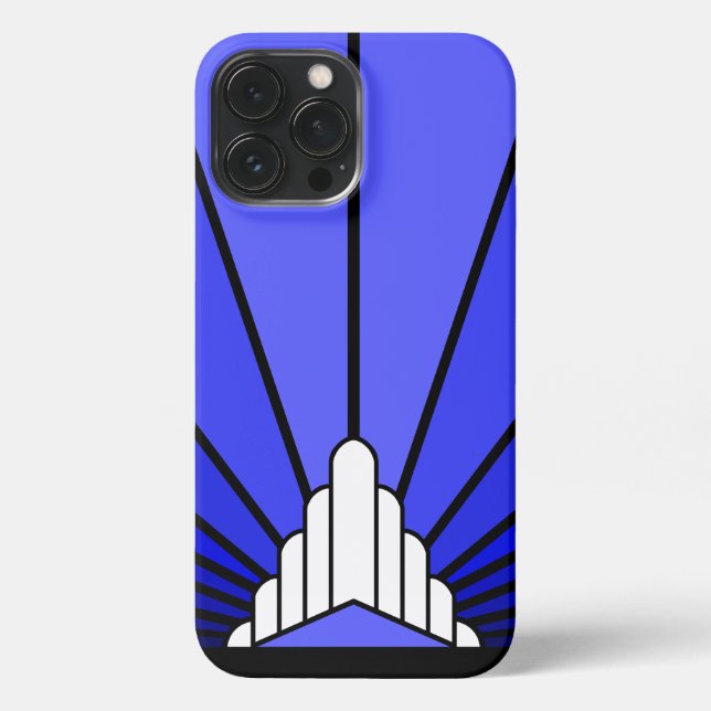 Art deco sun in blue iPhone case (Back)