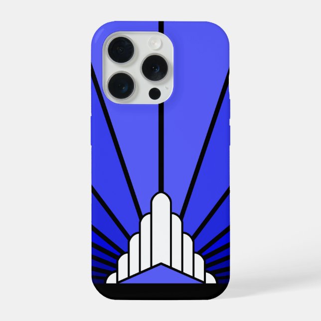 Art deco sun in blue iPhone case (Back)
