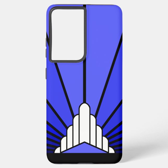 Art deco sun in blue samsung galaxy s21 ultra case (Back)