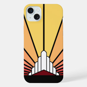 Art deco sun in dawn iPhone 15 plus case