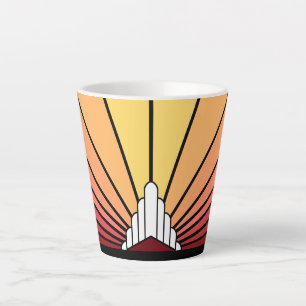 Art deco sun in dawn Latte Mug