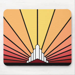 Art deco sun in dawn mouse pad