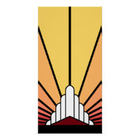 Art deco sun in dawn