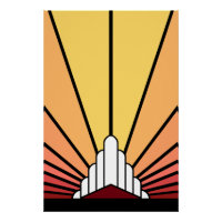 Art deco sun in dawn
