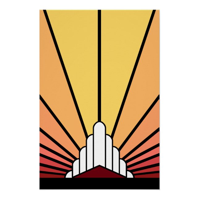 Art deco sun in dawn poster (Front)